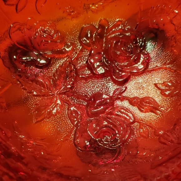 Vintage Red Rose bowl L E Smith co - Picture 2 of 8